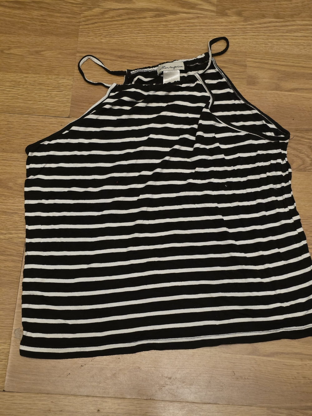 Cotton Emporium Black & White Striped Halter Crop Top